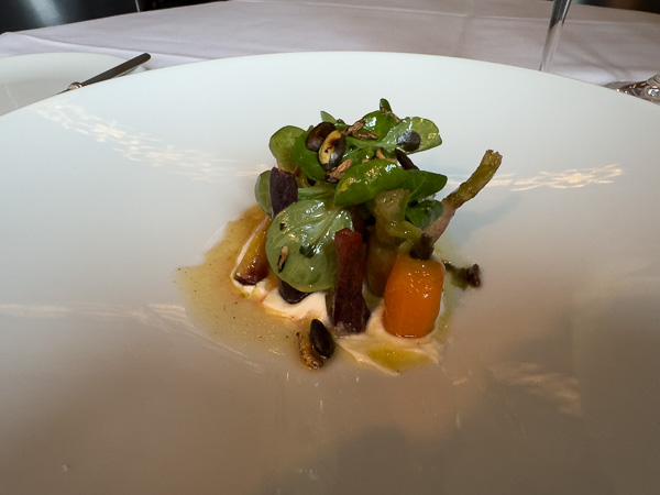 Organic baby carrots, mascarpone, styrian pumpkin seeds, orange and honey dressing