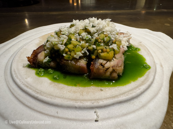 Country pig tail, boskoop, chives,horseradish